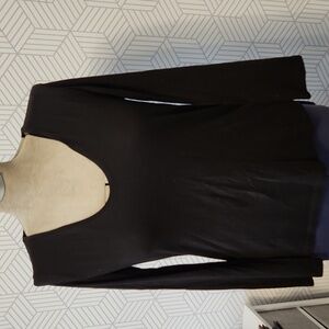 Theory Black Scoop Neck Long Sleeve T-Shirt Blouse | Women's Size Medium